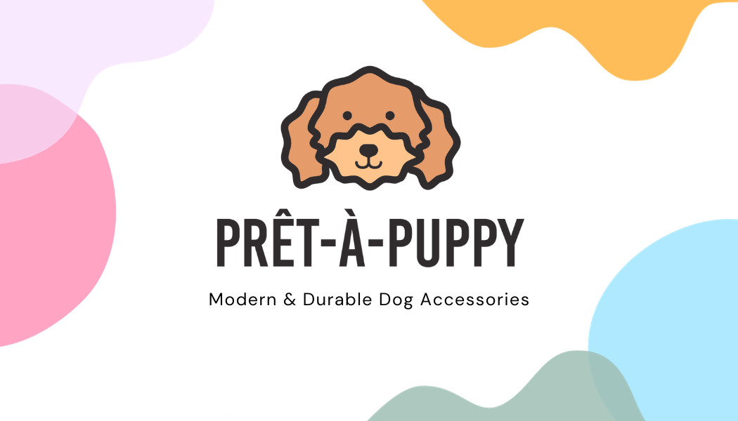 A branded image featuring the text 'Prêt-à-Puppy' with a cartoon dog illustration above the text.