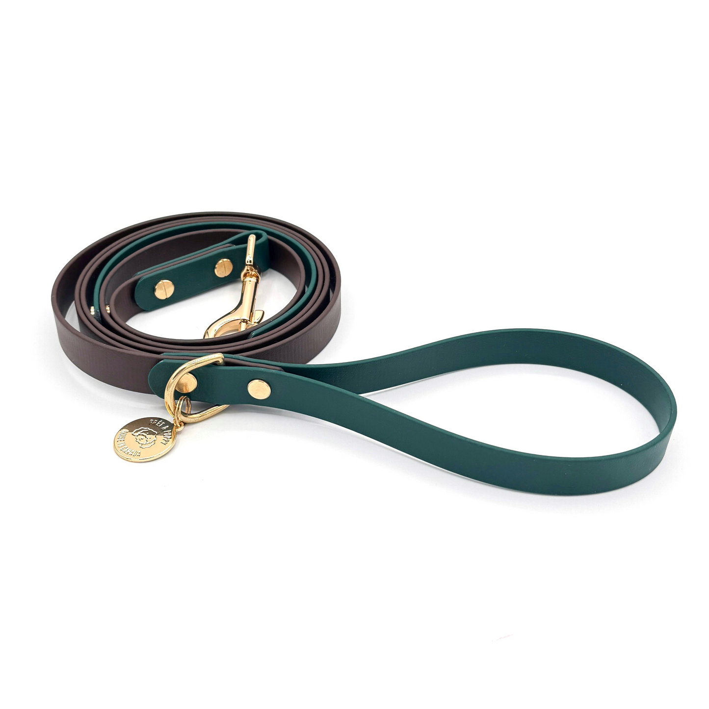Design your Own Biothane dog leash with gold hardware, waterproof and durable, stylish for daily dog walks