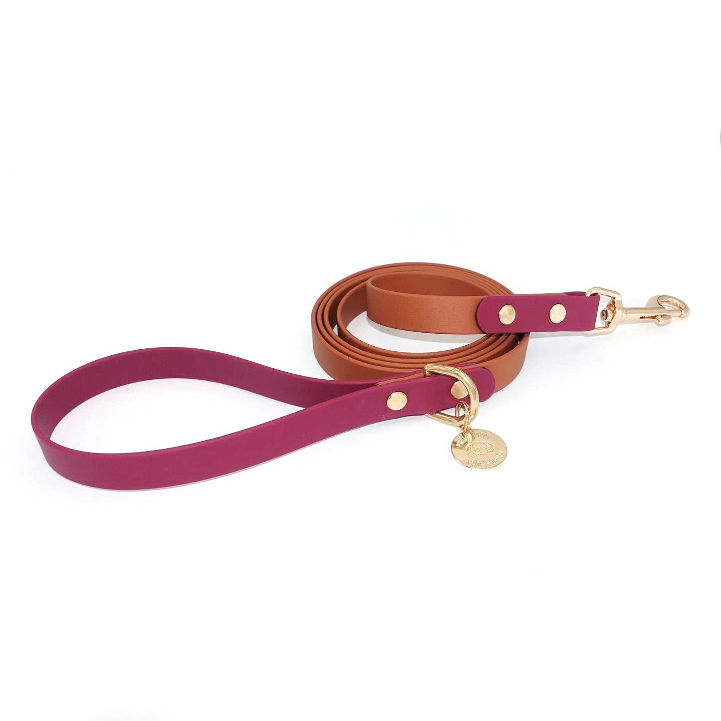 Design your Own Biothane dog leash with gold hardware, waterproof and durable, stylish for daily dog walks