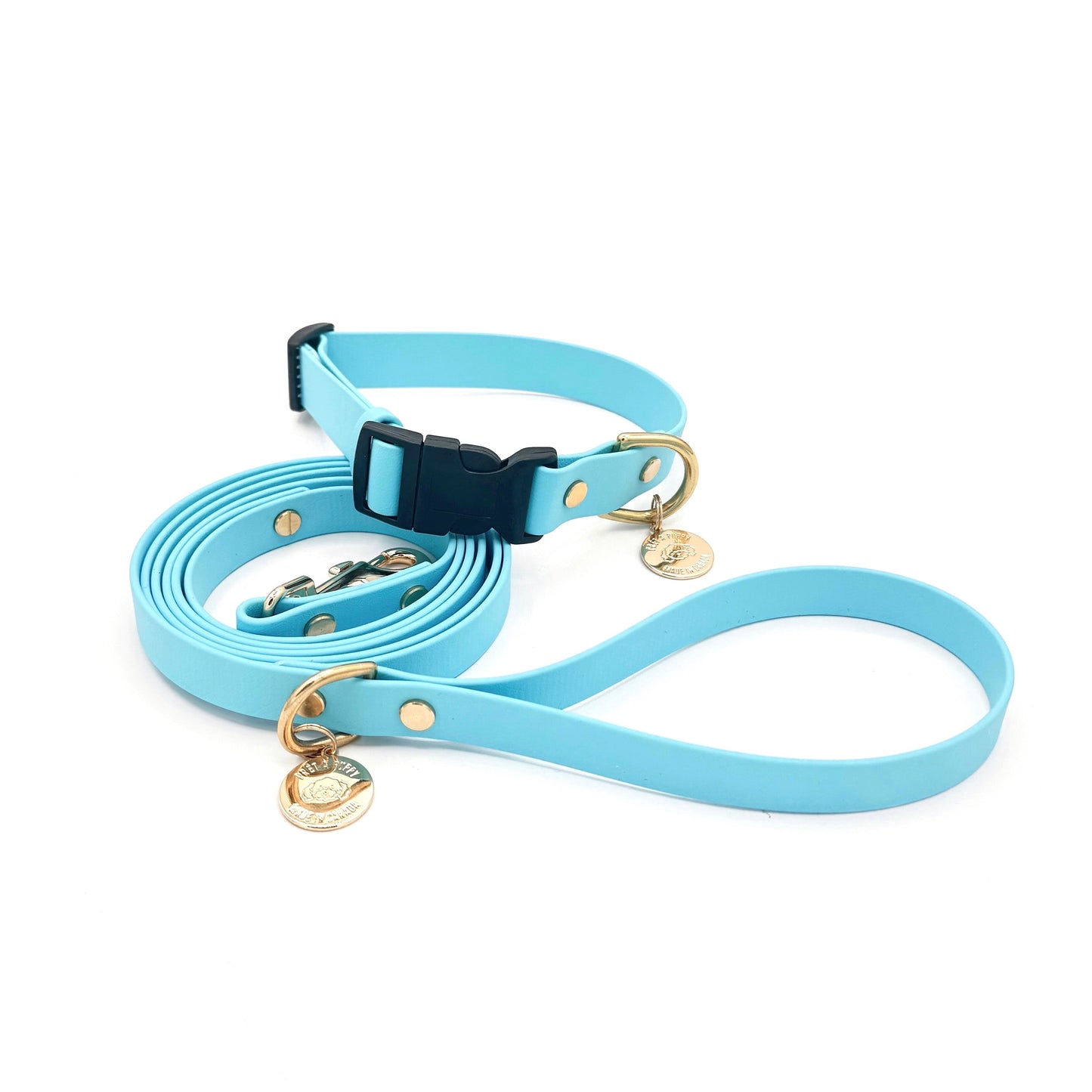 wateproof Biothane quick-release dog collar with black hardware , adjustable, durable, and stylish for everyday wear